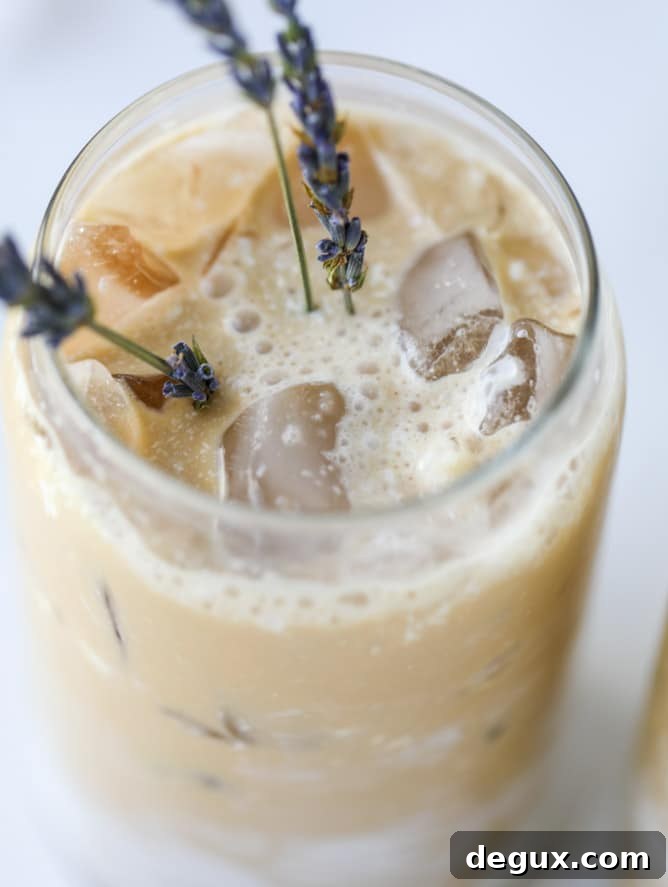 lavender vanilla iced lattes I howsweeteats.com #lavender #vanilla #icedcoffee #latte #coldbrew
