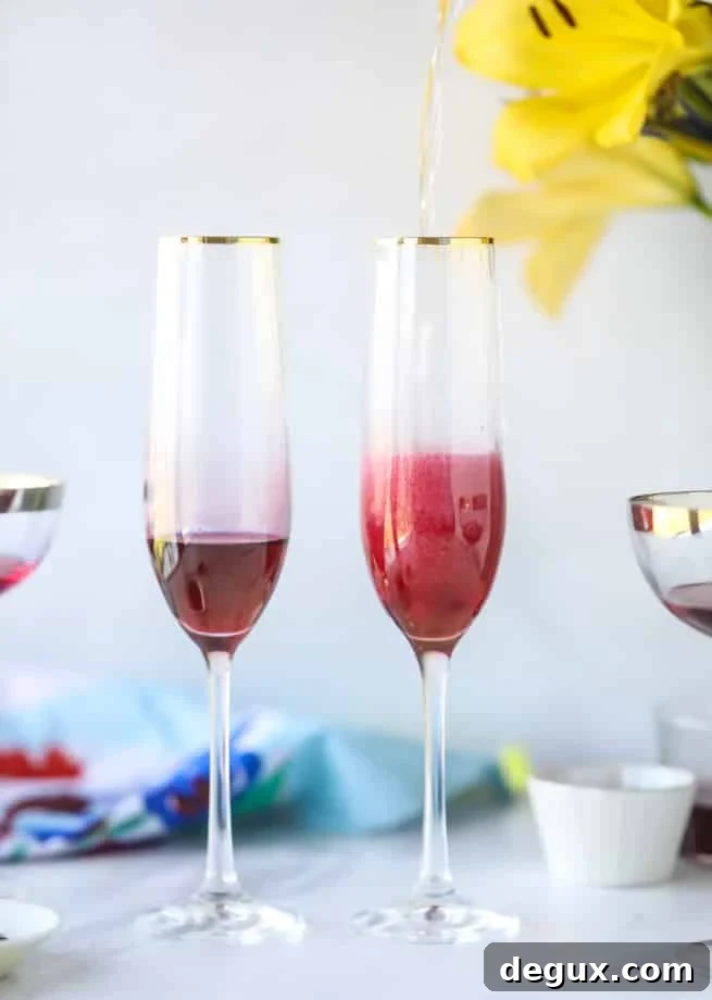 Sparkling Rosé Hibiscus Mimosa Recipe for Brunch 6 rosé hibiscus mimosas I howsweeteats.com #champagne #mimosa #rose #hibiscus #cocktail