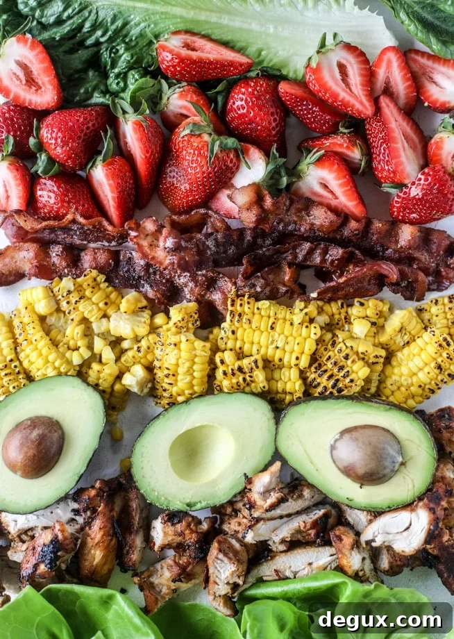 chipotle chicken cobb salad I howsweeteats.com #chipotle #chicken #cobb #salad #bacon #avocado