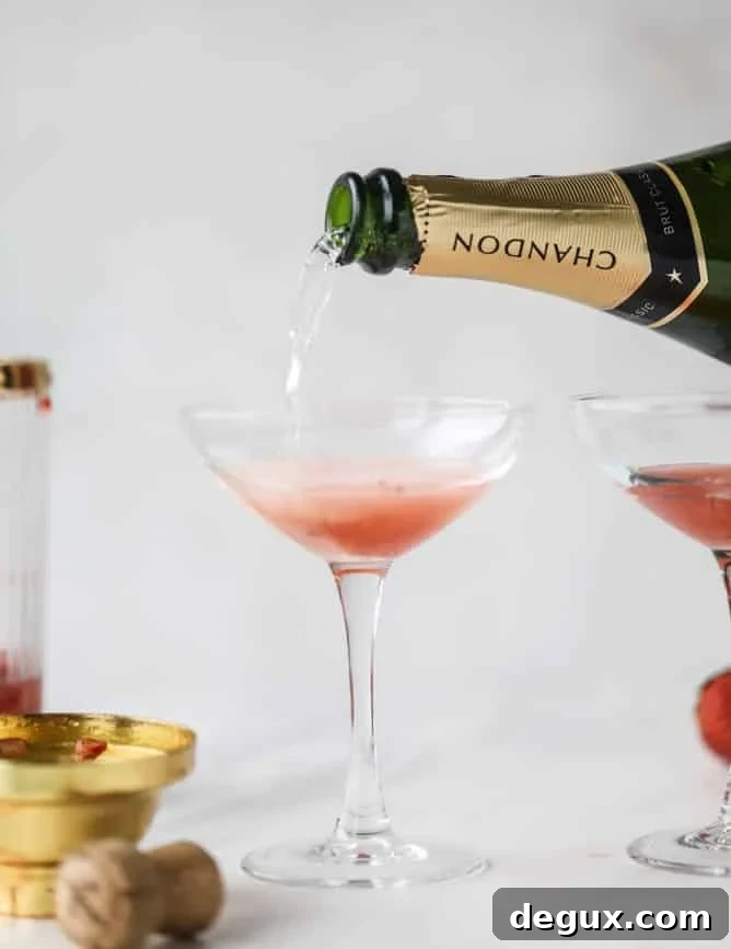 strawberry champagne tequila fizz I howsweeteats.com #strawberry #champagne #tequila #cocktail #jalapeno