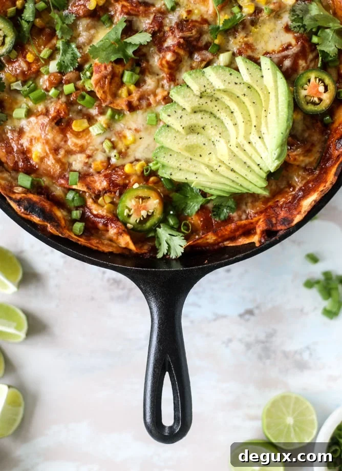 smoky chicken enchilada skillet I howsweeteats.com #chicken #enchilada #skillet #beans
