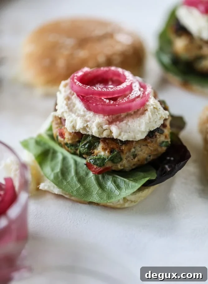 mediterranean turkey burgers with artichoke feta spread I howsweeteats.com #turkey #burgers #healthy #feta #spinach