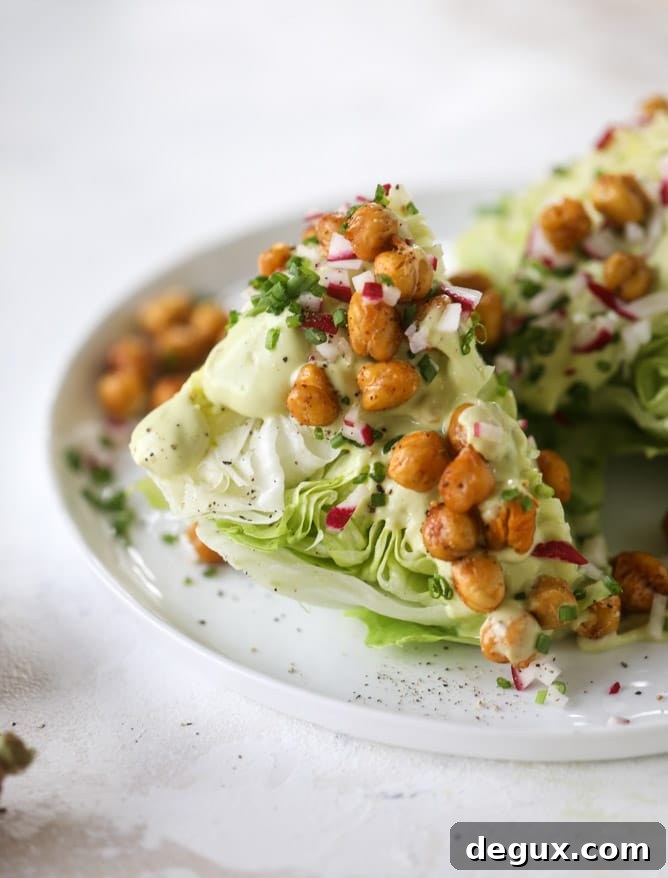 crispy chickpea wedge salads with avocado ranch