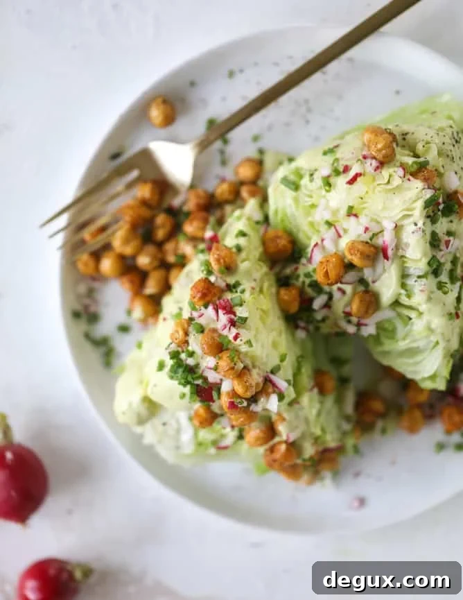 crispy chickpea wedge salads with avocado ranch