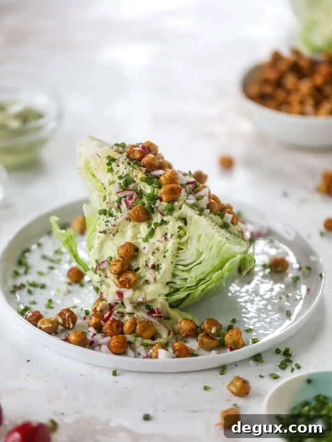 crispy chickpea wedge salads with avocado ranch