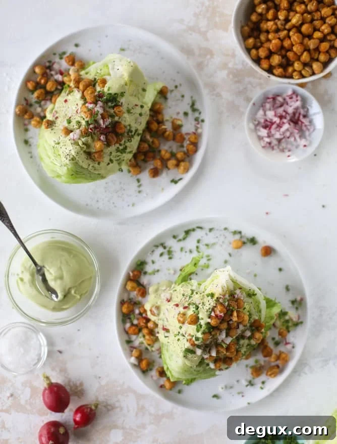 crispy chickpea wedge salads with avocado ranch