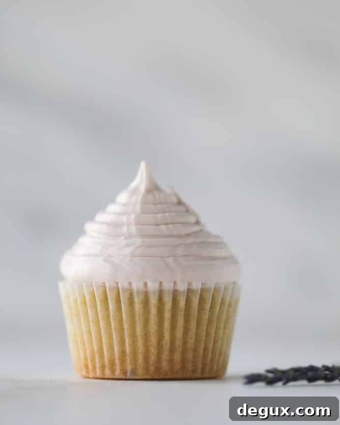 lavender cupcakes with cream cheese frosting I howsweeteats.com #lavender #cupcakes #creamcheese #frosting #cake