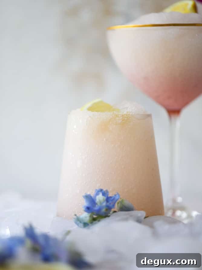 Lemonade Frosé Recipe: Sparkling Frozen Rosé Cocktail 5 lemonade frosé - lemonade frosé I howsweeteats.com #rosé #rose #lemonade #froze #frosé #cocktails