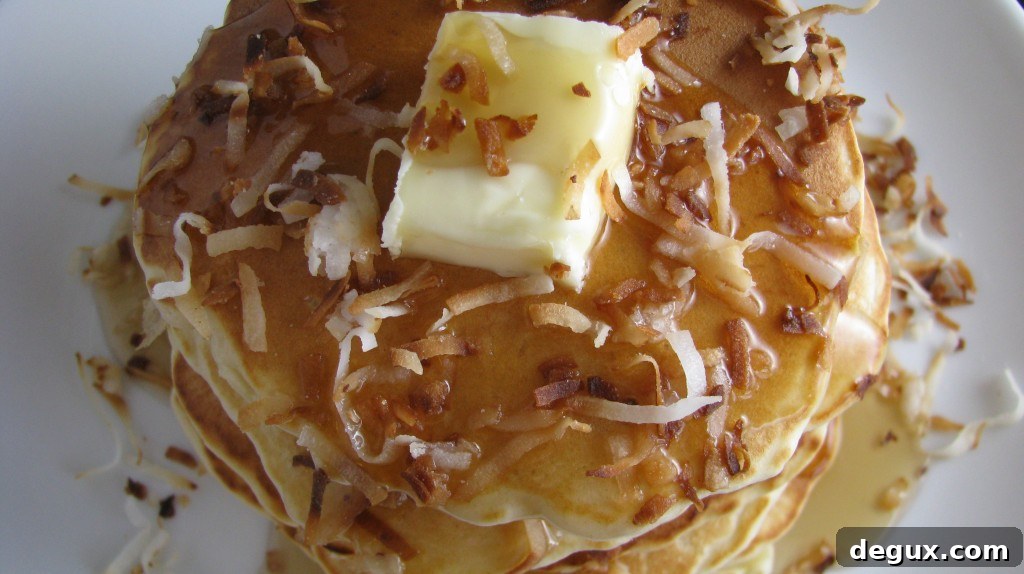 IMG_3827 White chocolate coconut pancakes close-up