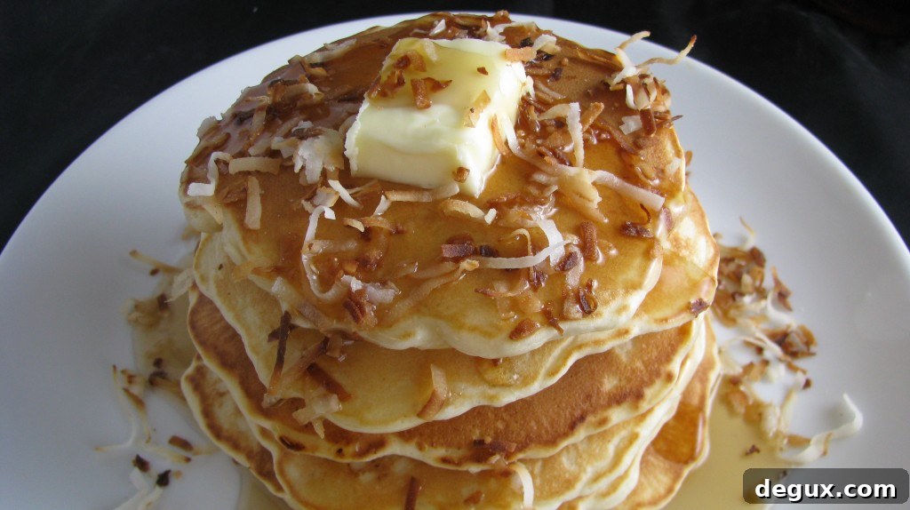 IMG_3828 Pancakes topped with toasted coconut