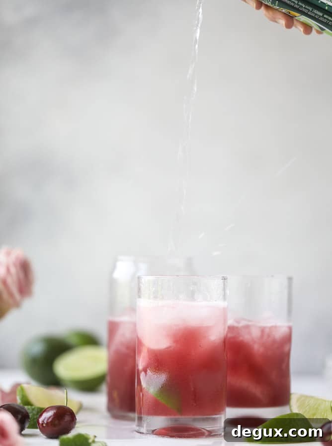 fresh cherry lime vodka sodas I howsweeteats.com #cherry #lime #vodka #soda #cocktails #summer