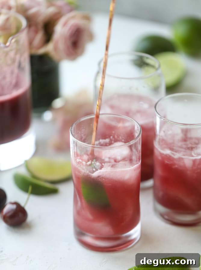 fresh cherry lime vodka sodas I howsweeteats.com #cherry #lime #vodka #soda #cocktails #summer