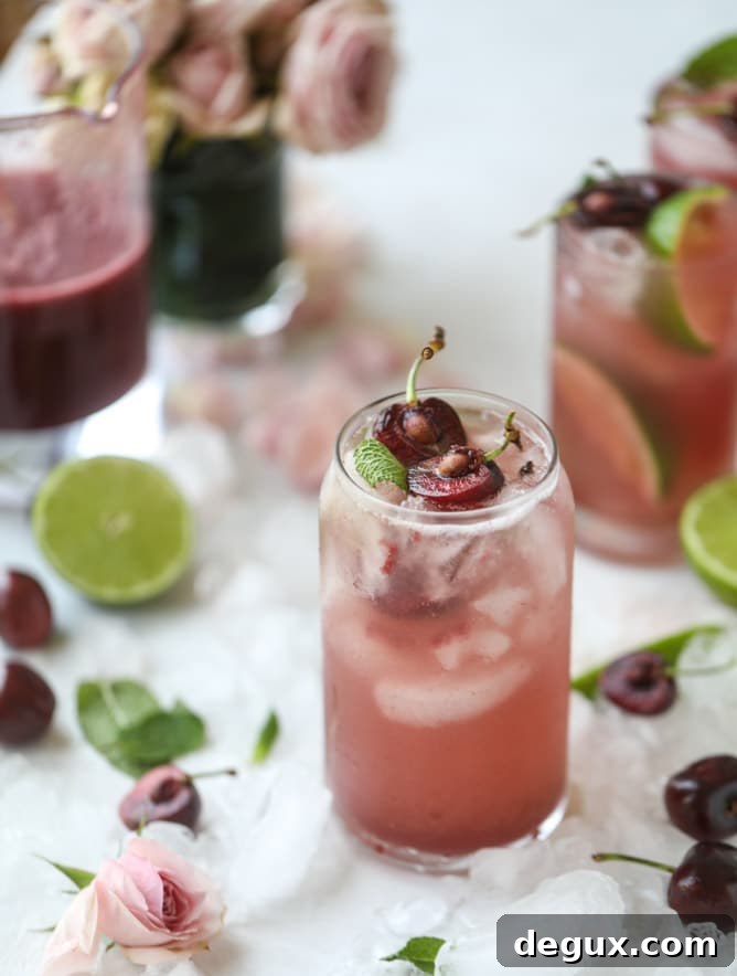 fresh cherry lime vodka sodas I howsweeteats.com #cherry #lime #vodka #soda #cocktails #summer