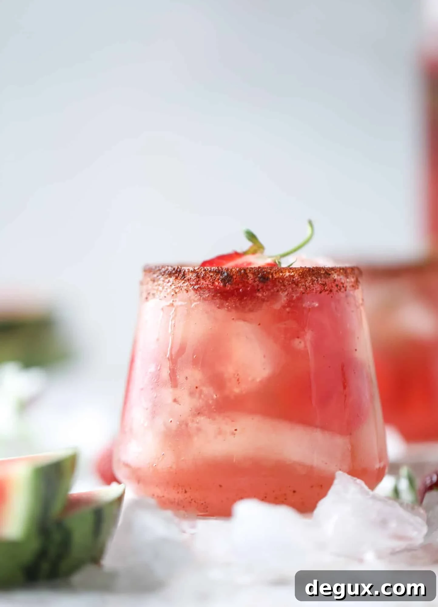 This spicy watermelon sangria is super refreshing, light, delicious and perfect for a hot summer day! Complete with an entire bottle of rosé, watermelon juice, melon balls, strawberries and brandy, this is the best summer cocktail in a pitcher! I howsweeteats.com #spicy #watermelon #sangria #cocktails #rosé
