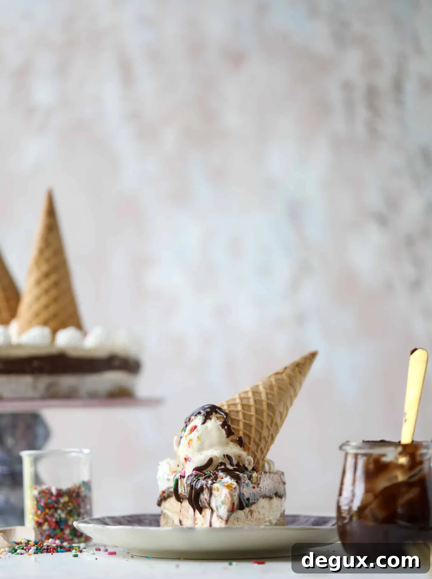 Peanut Butter Fudge Ice Cream Cake Recipe — Creamy Layered Dessert 12 Ice cream cake with sprinkles