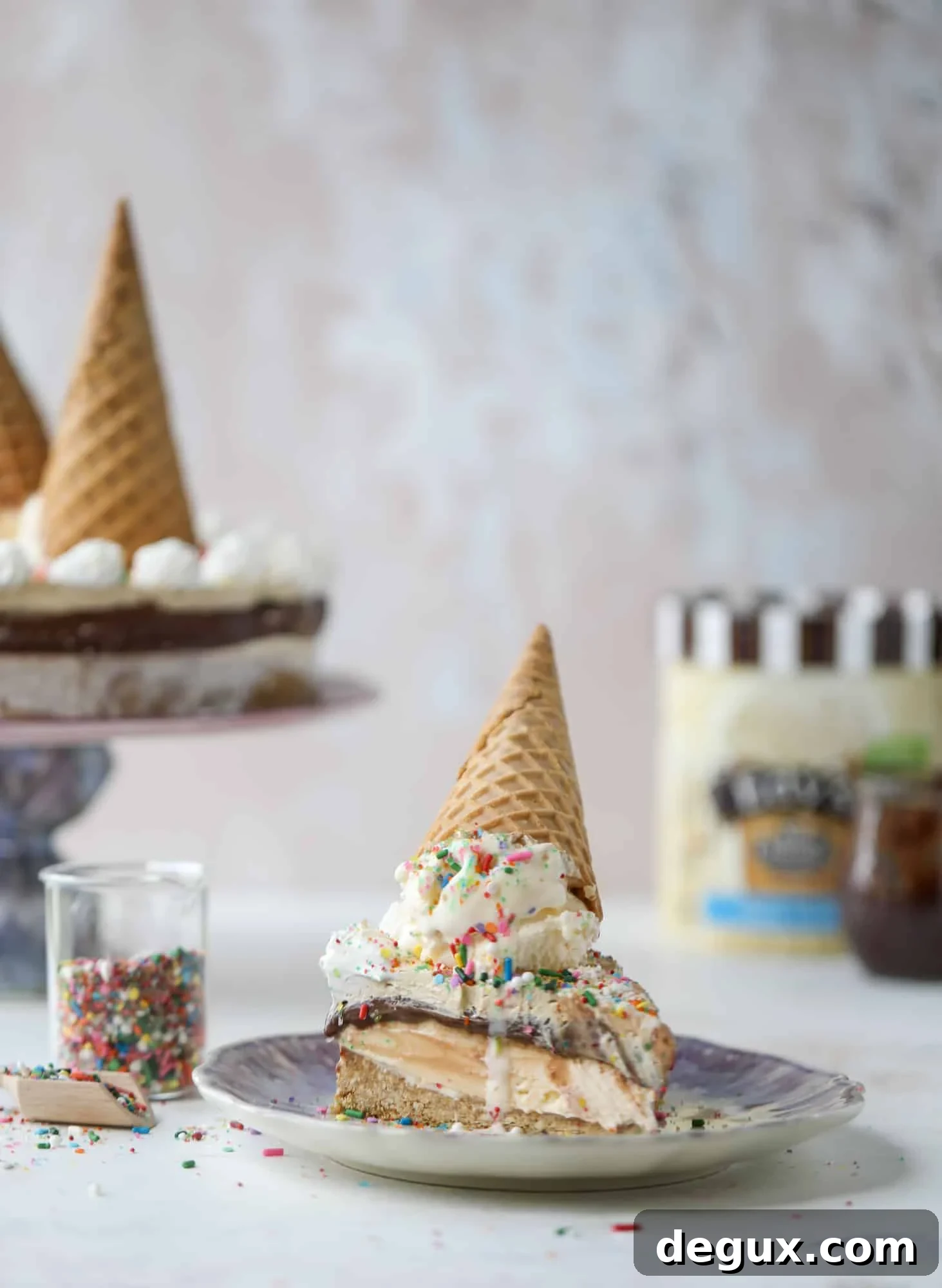 Peanut Butter Fudge Ice Cream Cake Recipe — Creamy Layered Dessert 9 Cross-section of peanut butter fudge ice cream cake