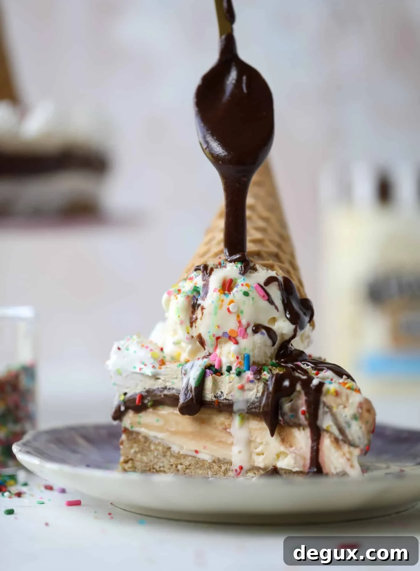Peanut Butter Fudge Ice Cream Cake Recipe — Creamy Layered Dessert 10 Decorated peanut butter fudge ice cream cake