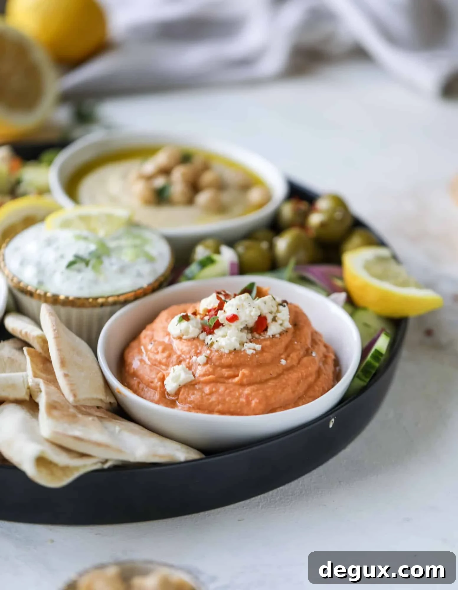 Roasted red pepper and white bean hummus