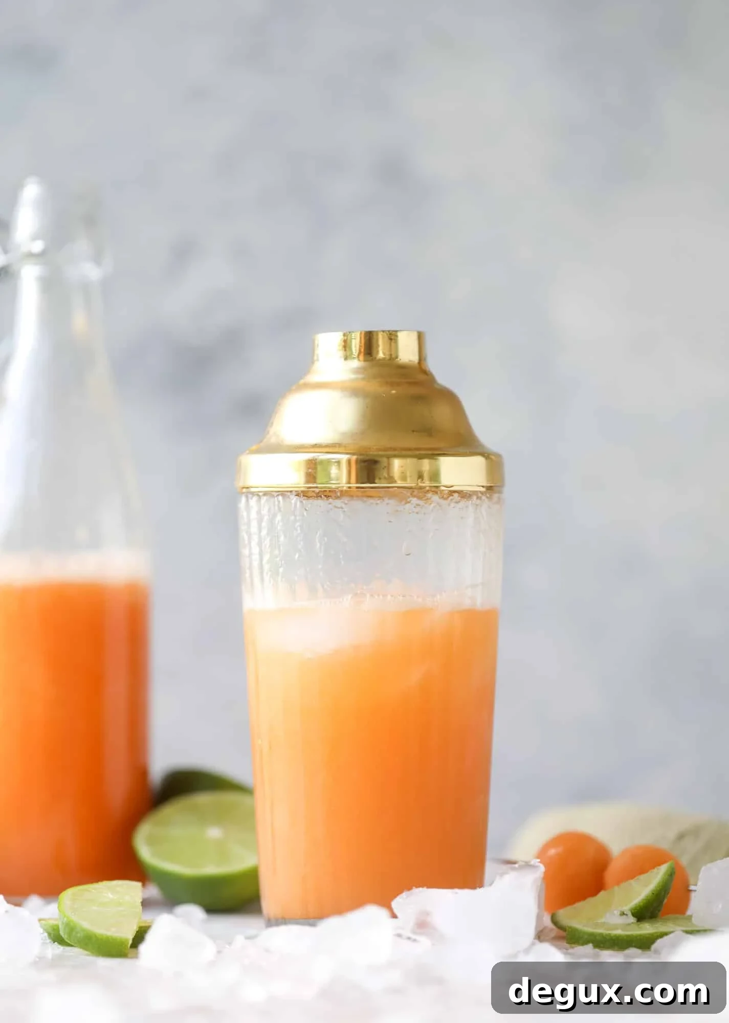 Cantaloupe Daiquiri Recipe: Fresh, Tropical Summer Cocktail 4 This cantaloupe daiquiri is the perfect way to celebrate summer! Freshly juiced melon, lime juice, rum and maraschino cherries - it's refreshing and cool and a fantastic cocktail to have during happy hour! Isn't the color amazing too?!