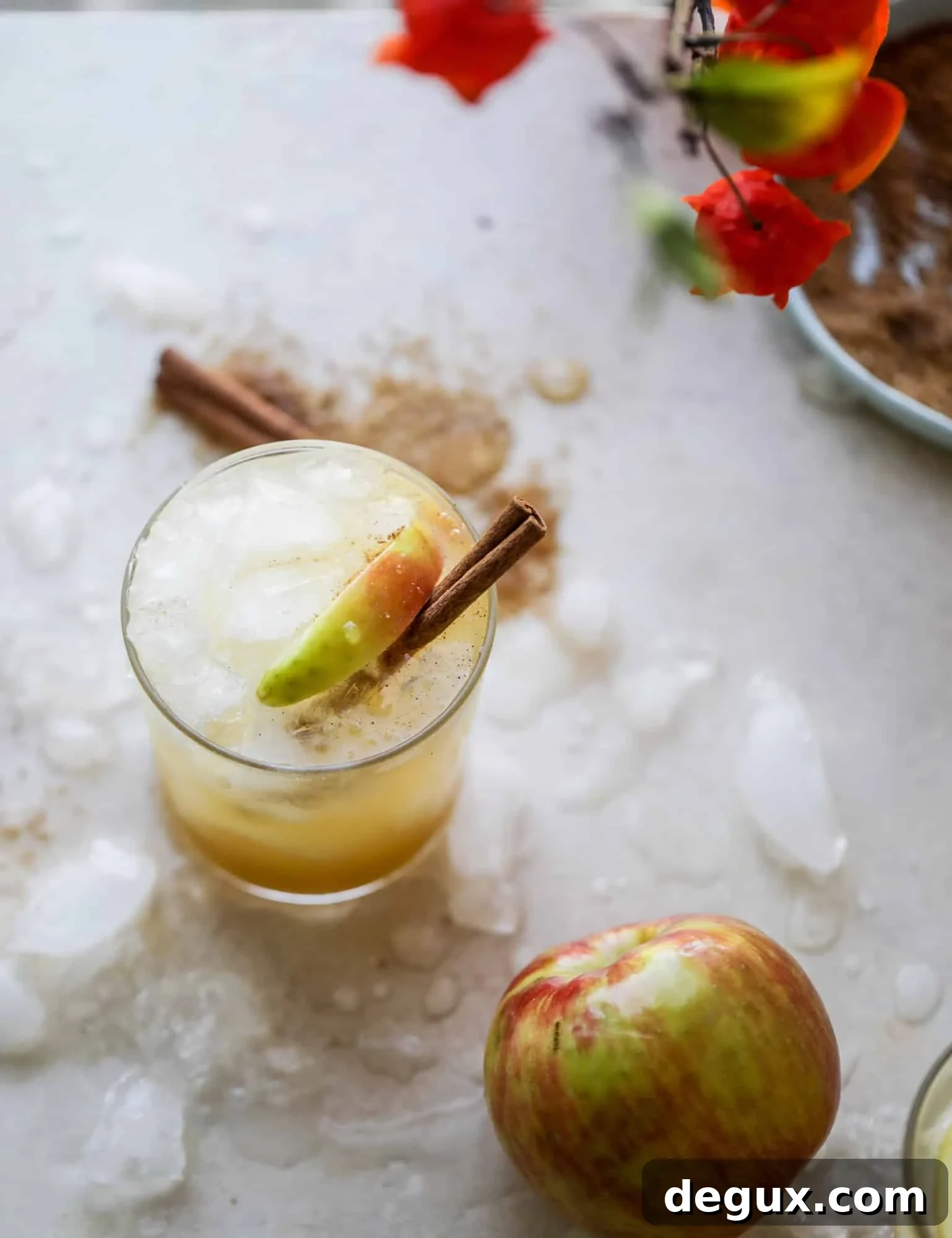 This honeycrisp apple cocktail is so perfect for fall! Fresh honeycrisp apple juice, honeycrisp apple syrup, vodka and ginger beer come together to create a refreshing, bubbly drink for autumn. Finished with a cinnamon sugar rim - YUM. I howsweeteats.com #honeycrisp #apple #cocktail #fall #drinks #vodka
