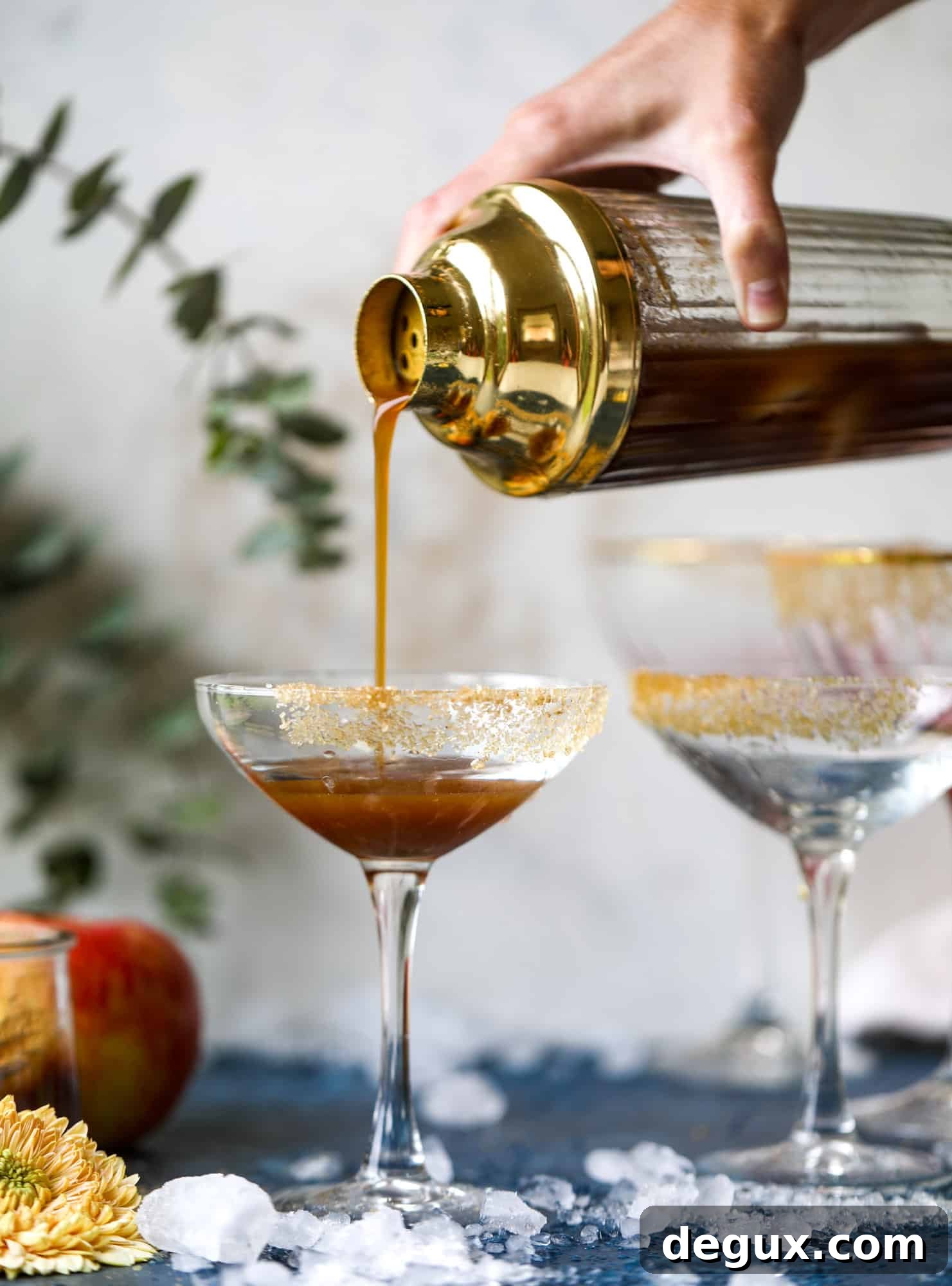 Autumn Apple Bourbon Fizz Cocktail Recipe 4 This apple butter cocktail is perfect for the fall season and incredibly delicious! It's super simple too: you need apple butter, bourbon and ginger ale or ginger beer. A cinnamon sugar rim and a fig garnish make it super pretty. YUM.