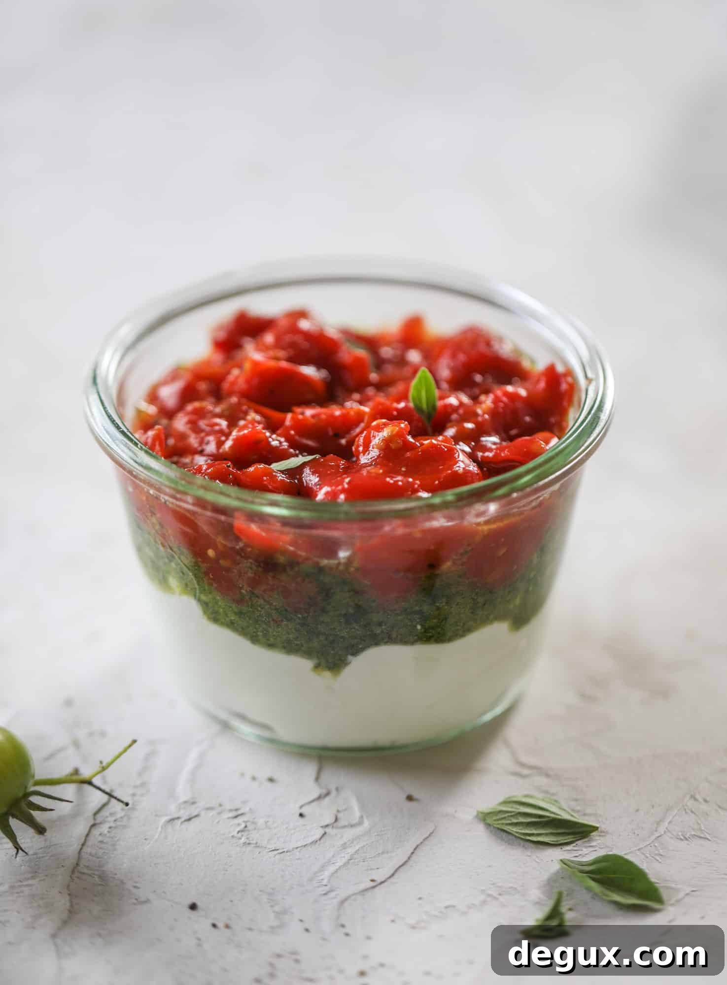 Ricotta jam jar with toasted baguette
