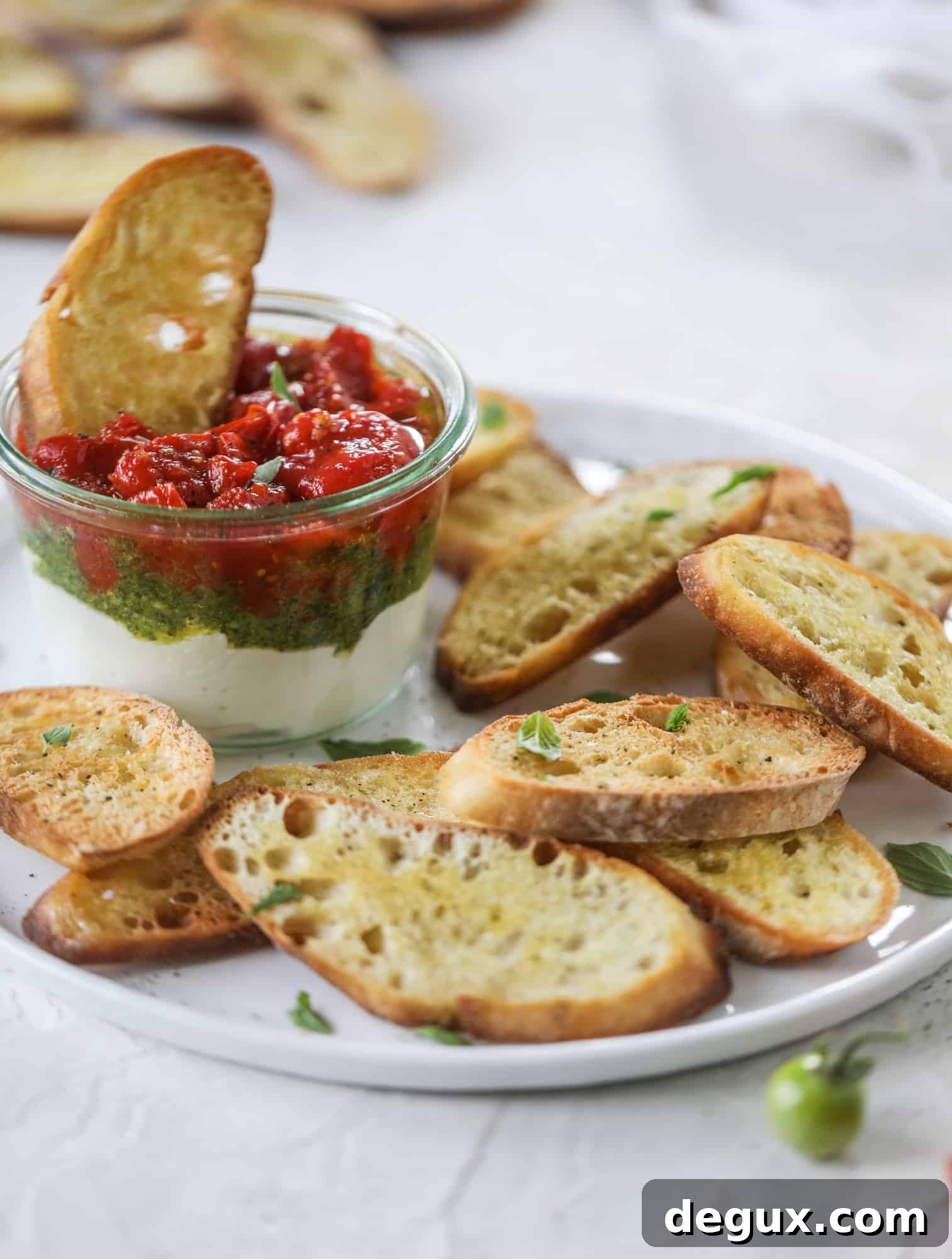 Ricotta jam jar served with herbs