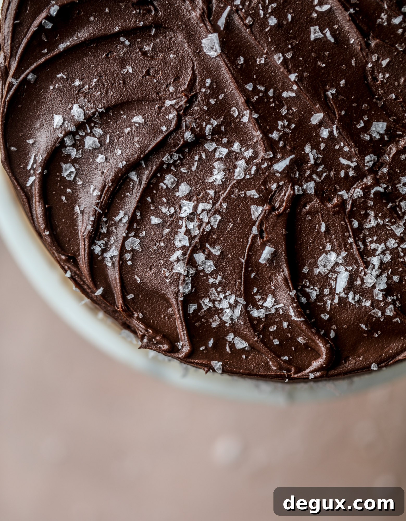 This salted dark chocolate stout cake is absolutely divine! It's ridiculously rich and perfect for a crowd or a party. Pumpkin stout batter is baked into fluffy laters and covered in a super fudgy chocolate ganache. Perfect for chocolate lovers! I howsweeteats.com #dark #chocolate #stout #cake #salted