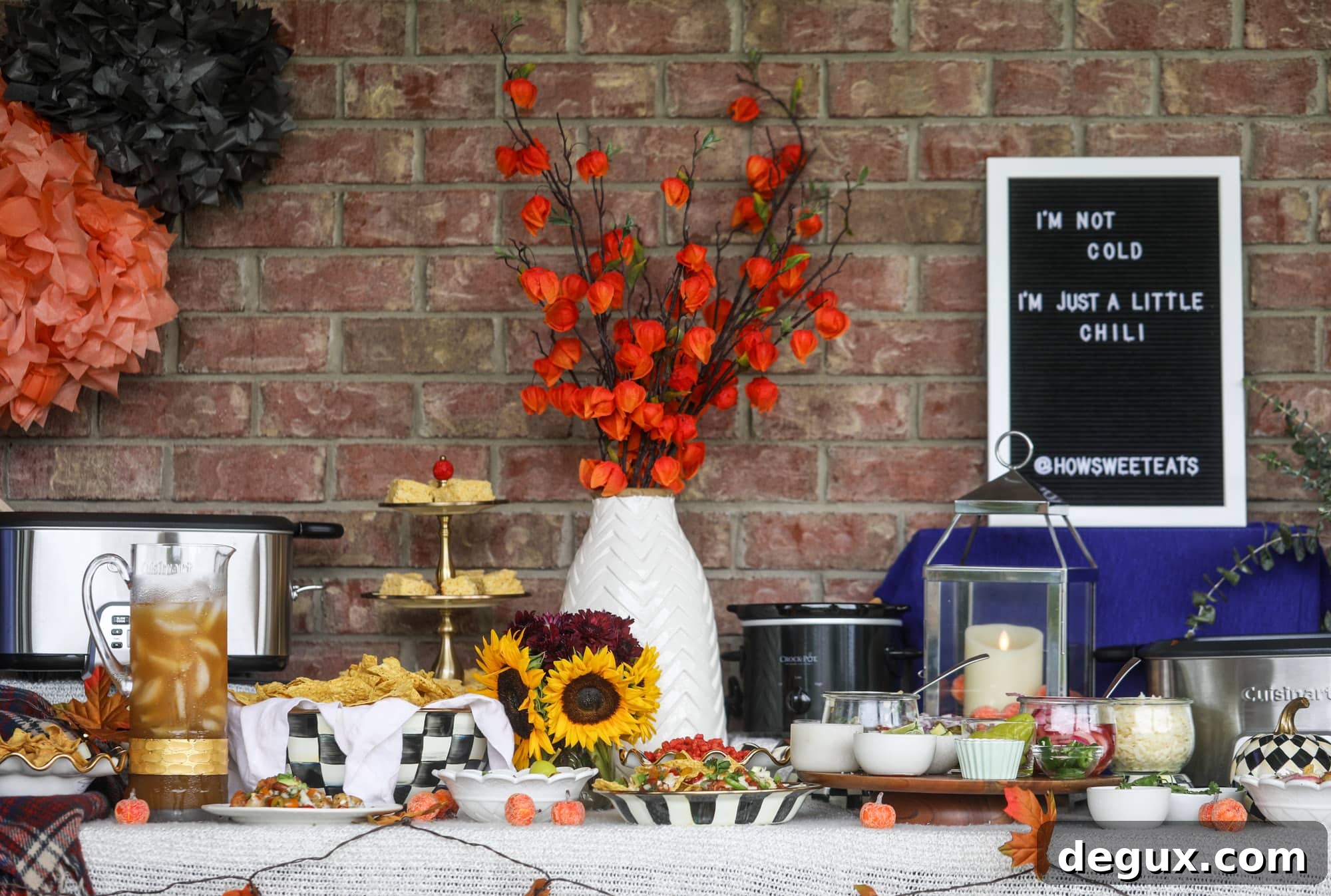 This is the best way to set up a chili bar! All my tips and tricks for setting up a perfect chili bar with multiple toppings, a nacho bar, hot dogs - all done with prep to make the day of the party super easy! This chili bar is goals. I howsweeteats.com #chili #bar #how #to