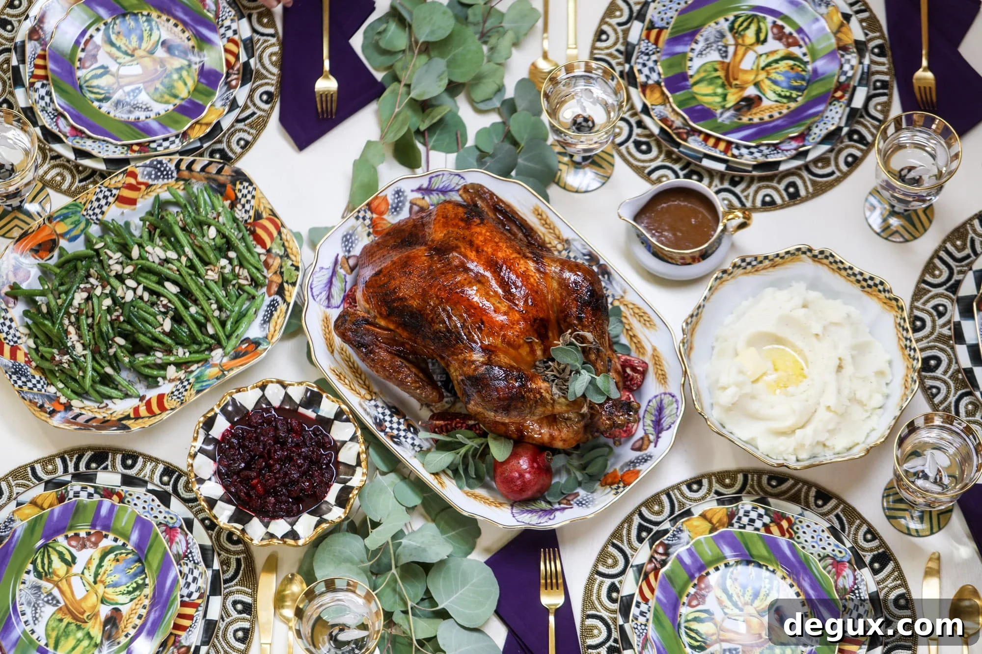Cozy, colorful Thanksgiving table
