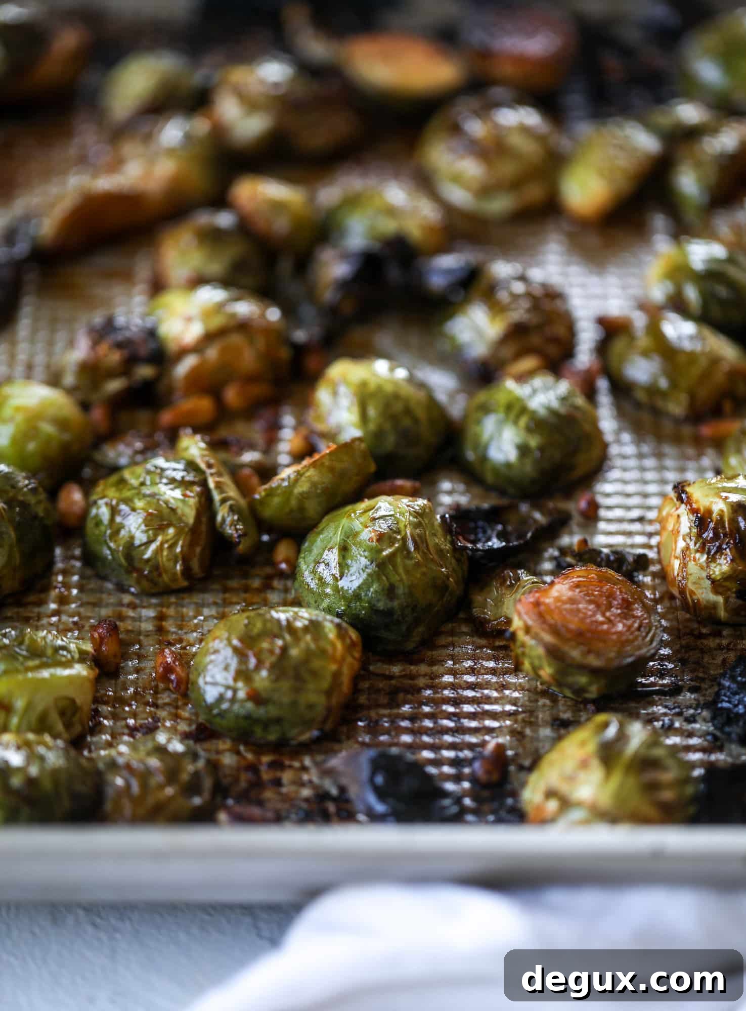 These sweet and spicy Brussels sprouts are roasted to perfection and make a delicious side dish.