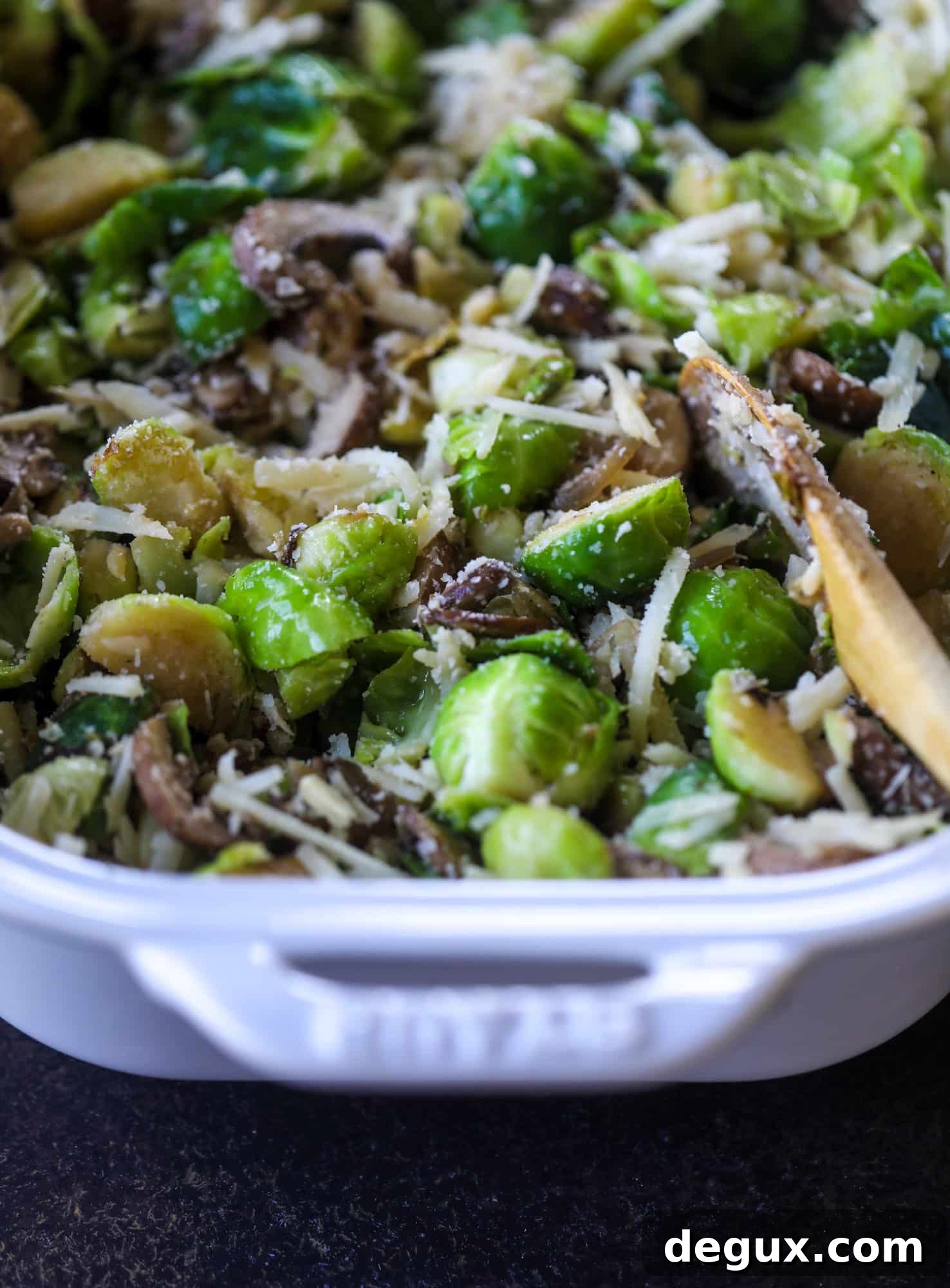 Crazy Good Brussels Sprouts Gratin Recipe for Holiday Sides 3 This brussels sprouts gratin is heaven in a dish! It's super flavorful, delicious and comes together to create a fabulous side dish for Thanksgiving or the holidays. Pancetta and cheese turn this in to flavor town - you won't be able to stop eating it! I howsweeteats.com #brusselssprouts #gratin