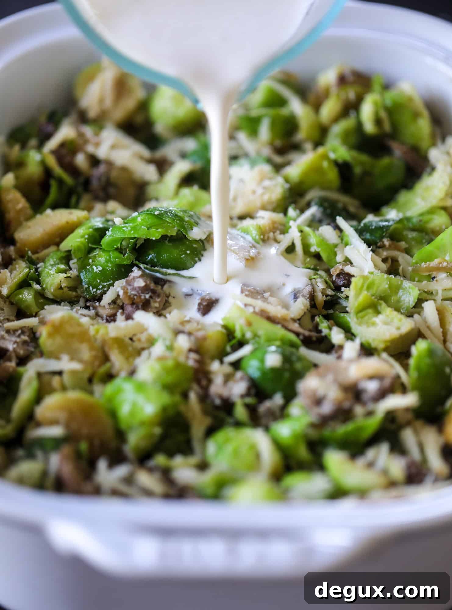 Crazy Good Brussels Sprouts Gratin Recipe for Holiday Sides 4 This brussels sprouts gratin is heaven in a dish! It's super flavorful, delicious and comes together to create a fabulous side dish for Thanksgiving or the holidays. Pancetta and cheese turn this in to flavor town - you won't be able to stop eating it! I howsweeteats.com #brusselssprouts #gratin