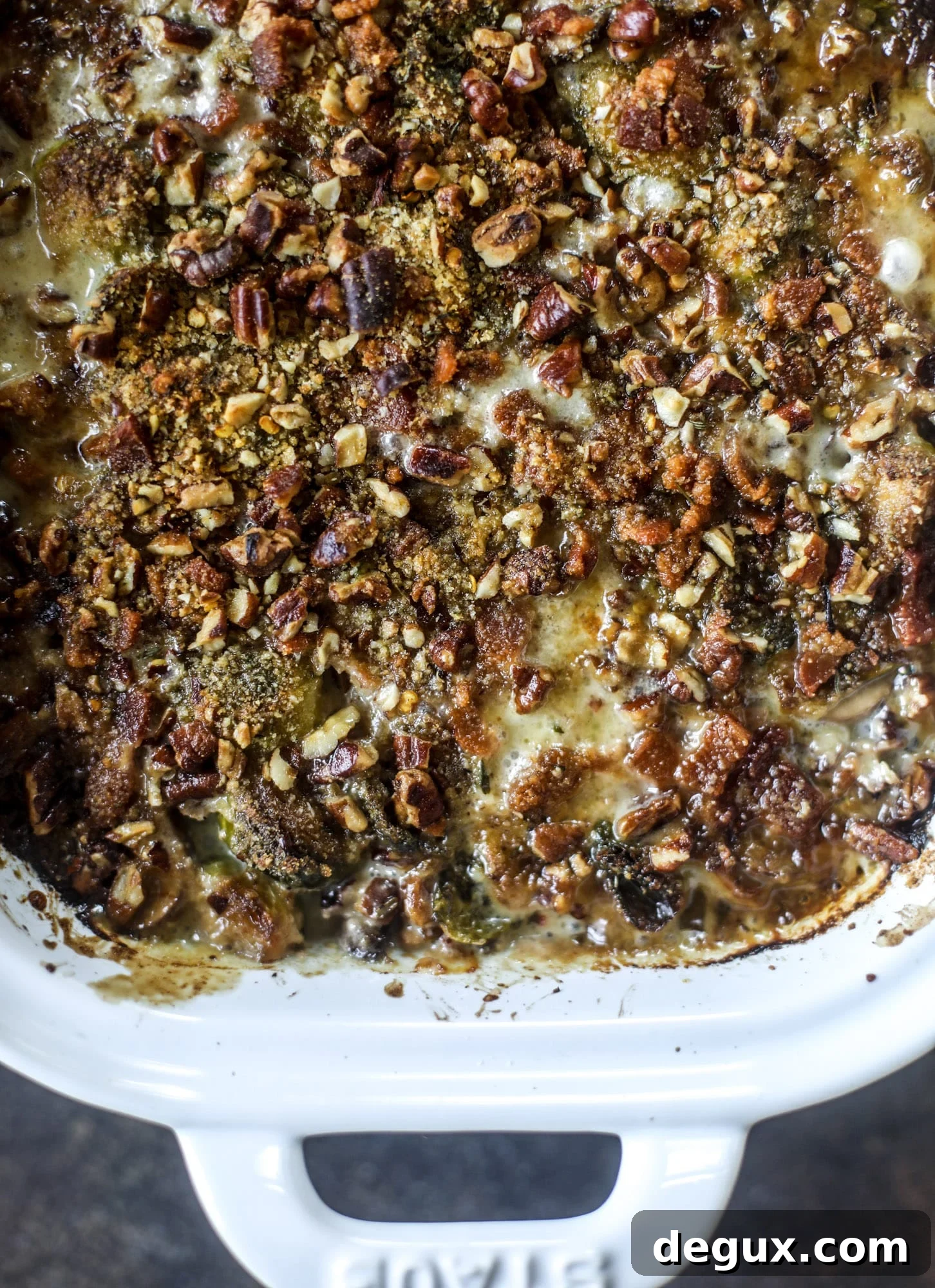 Crazy Good Brussels Sprouts Gratin Recipe for Holiday Sides 6 This brussels sprouts gratin is heaven in a dish! It's super flavorful, delicious and comes together to create a fabulous side dish for Thanksgiving or the holidays. Pancetta and cheese turn this in to flavor town - you won't be able to stop eating it! I howsweeteats.com #brusselssprouts #gratin