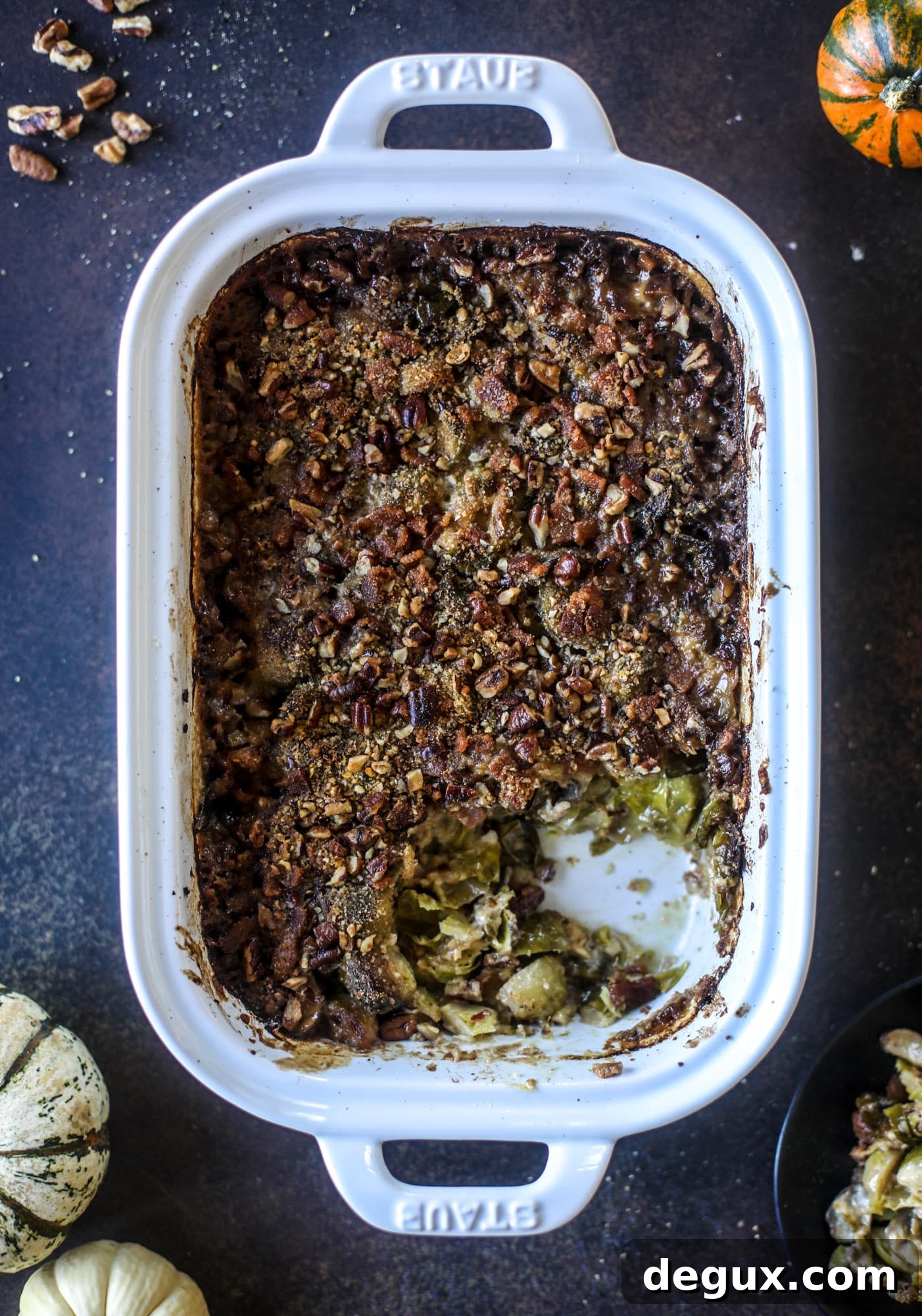 Crazy Good Brussels Sprouts Gratin Recipe for Holiday Sides 7 This brussels sprouts gratin is heaven in a dish! It's super flavorful, delicious and comes together to create a fabulous side dish for Thanksgiving or the holidays. Pancetta and cheese turn this in to flavor town - you won't be able to stop eating it! I howsweeteats.com #brusselssprouts #gratin
