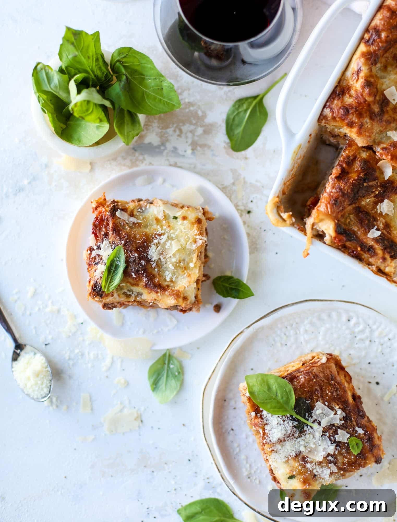This lasagna bolognese is the ultimate comfort food. Meaty sauce, whole wheat lasagna noodles, creamy bechamel and grated cheese come together to create the most perfect slice of lasagna heaven!