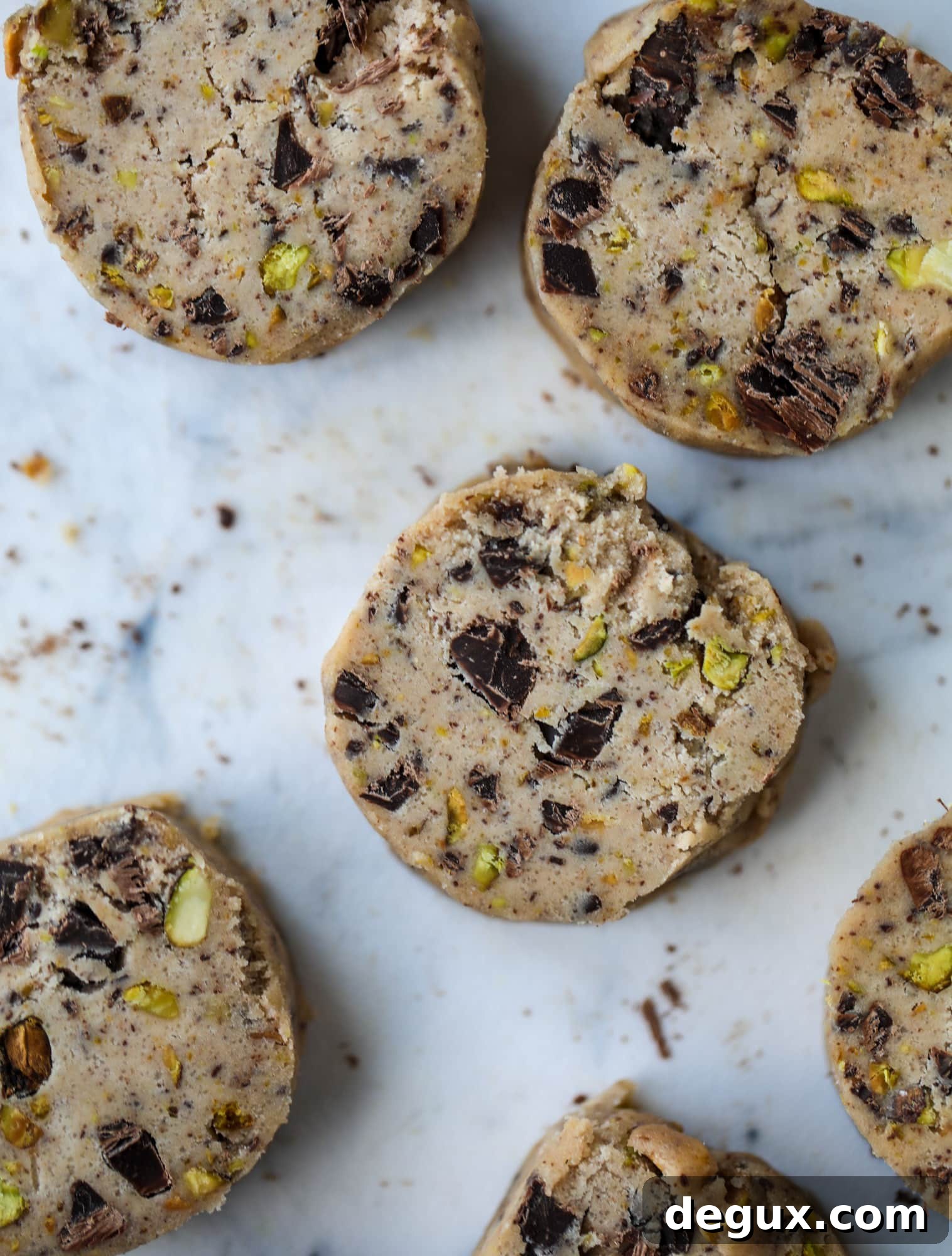 Brown Butter Pistachio Chocolate Chunk Shortbread Cookies 3 This chocolate pistachio shortbread recipe is the perfect combo of sweet and salty in a crunchy cookie! Melty, rich dark chocolate comes together with roasted, salted pistachios to make a delicious crunchy cookie! I howsweeteats.com #chocolate #pistachio #shortbread