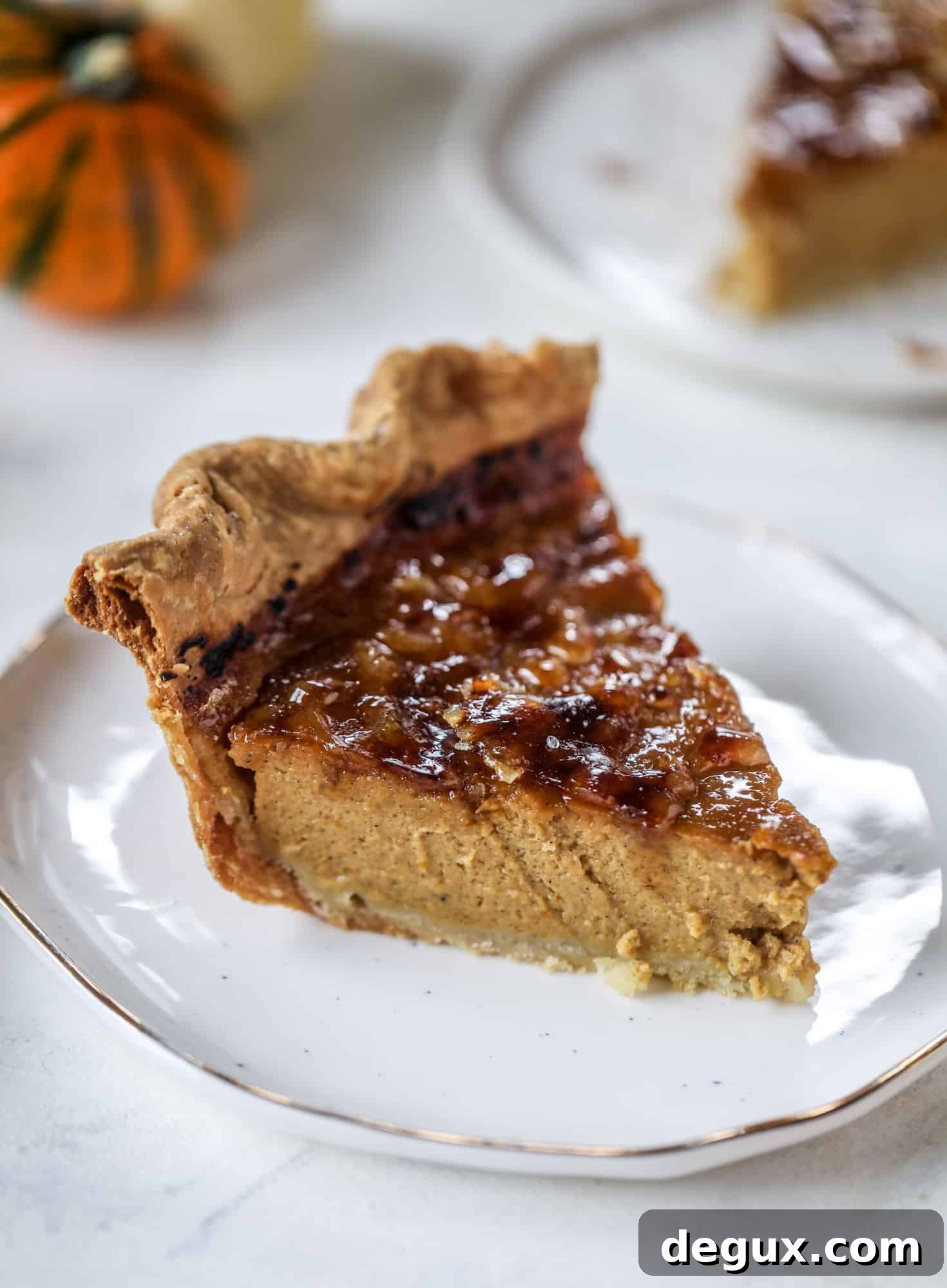 Bourbon Brûlée Pumpkin Pie Recipe for Holiday Desserts 9 This brûlée pumpkin pie is the best of both worlds in pumpkin desserts! A delicious flaky crust, a creamy pumpkin filling and a crunchy, crispy topping - brûléed sugar right before serving. It's a whole new way to serve pumpkin pie!