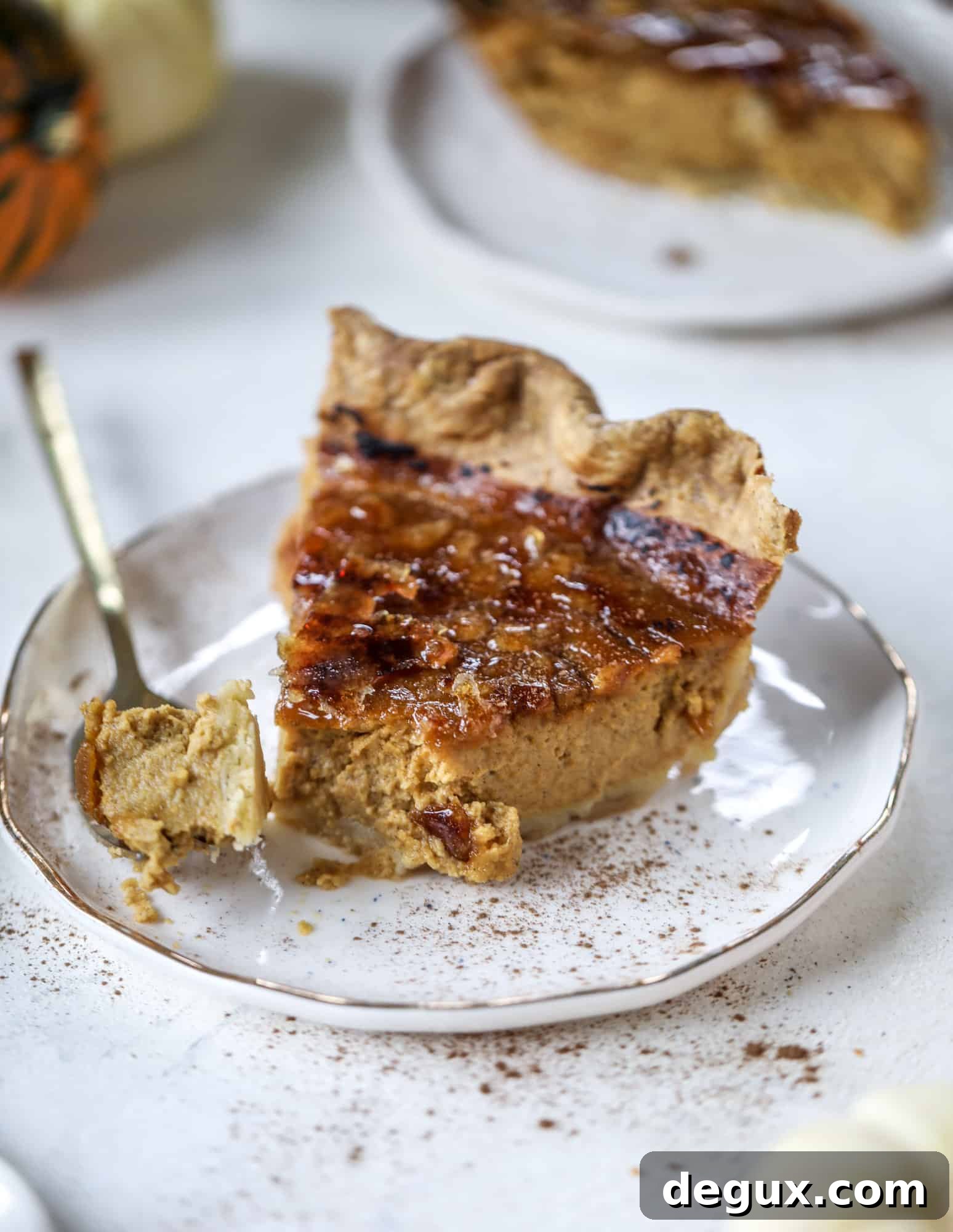 Bourbon Brûlée Pumpkin Pie Recipe for Holiday Desserts 11 This brûlée pumpkin pie is the best of both worlds in pumpkin desserts! A delicious flaky crust, a creamy pumpkin filling and a crunchy, crispy topping - brûléed sugar right before serving. It's a whole new way to serve pumpkin pie!