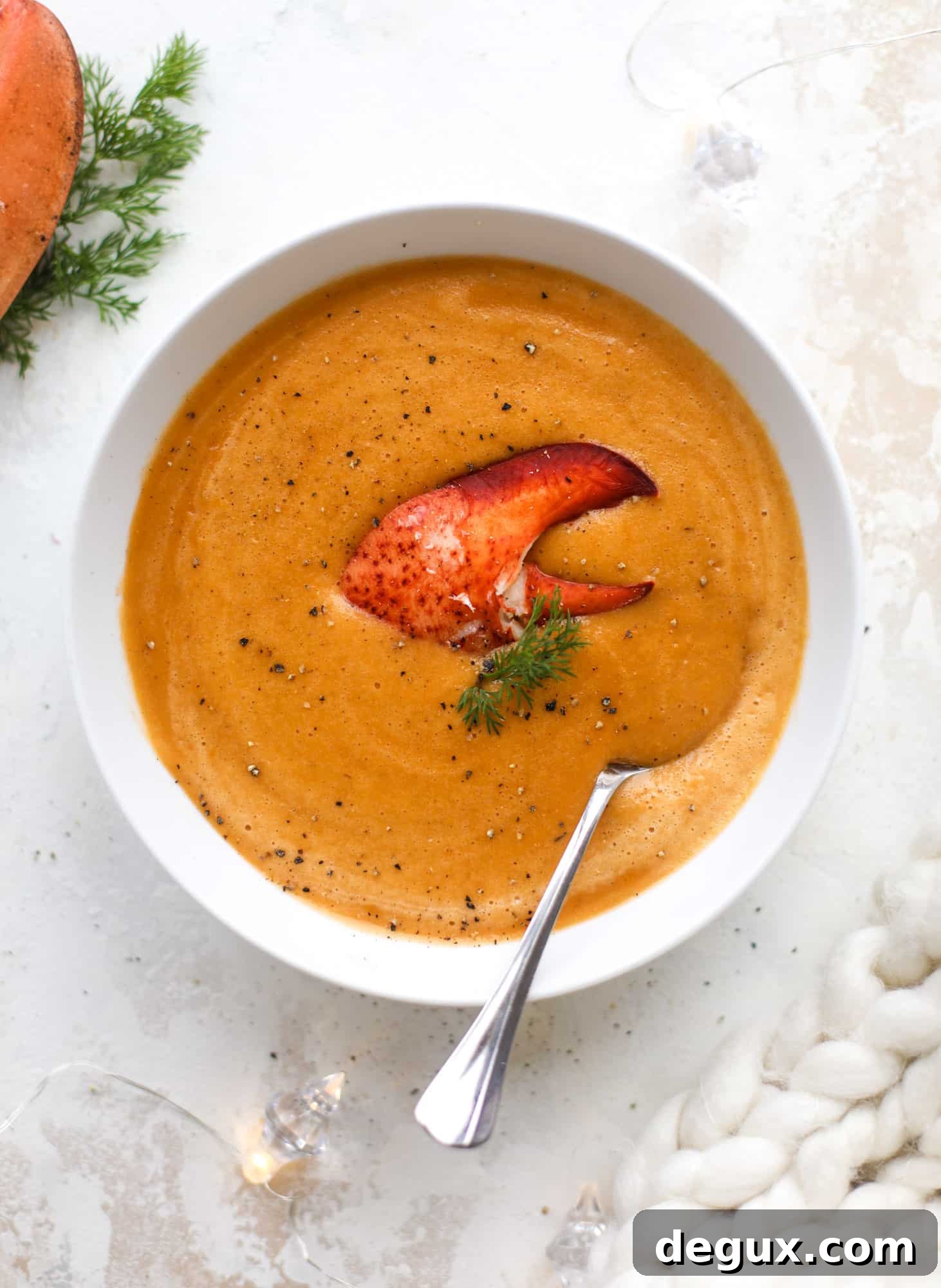 This lobster bisque recipe is delicious, easy and always a crowd pleaser! It's so simple to make at home and it's a rich, decadent treat to serve your family. I also show you how to make a lobster cappuccino, which is lobster bisque with foamed cream! I howsweeteats.com #lobster #bisque