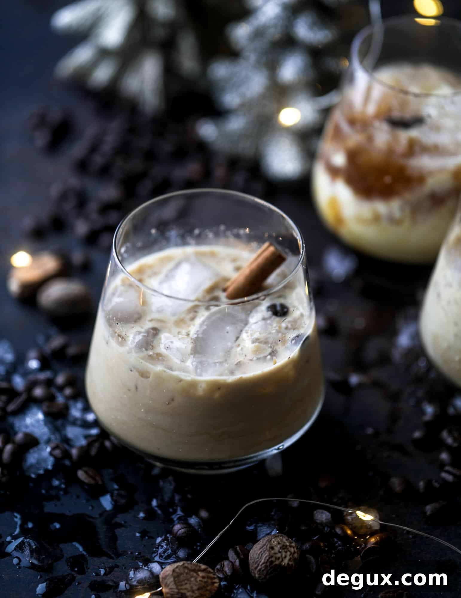 Eggnog White Russian Cocktail Recipe — Festive Holiday Drink 8 The eggnog white russian cocktail is perfect for the holiday season! Coffee liqueur mixed with vanilla vodka and eggnog and topped with freshly grated nutmeg is the perfect treat and oh-so festive! I howsweeteats.com #eggnog #whiterussian