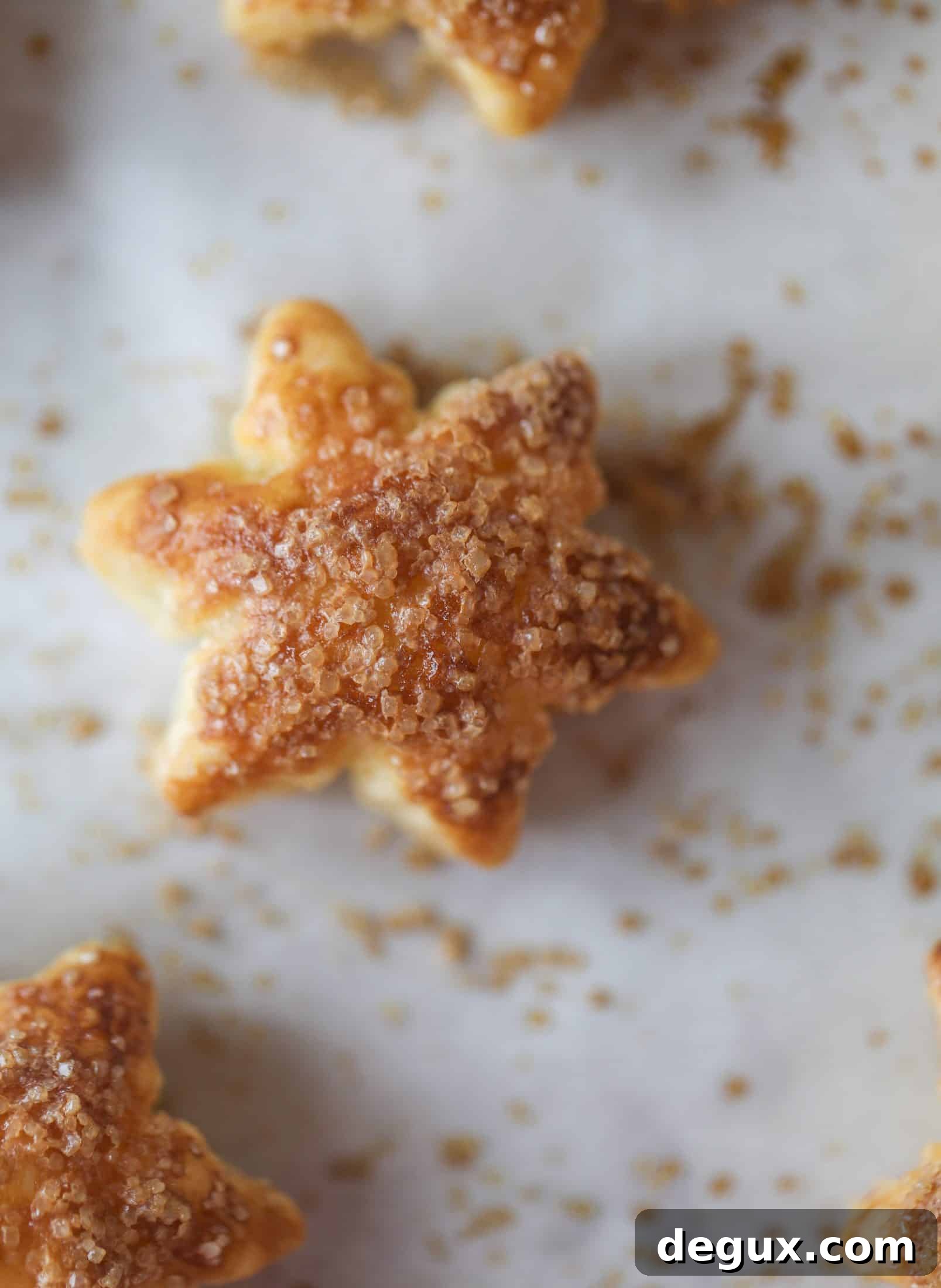 Close-up of caramelized pear slices for mug pie.