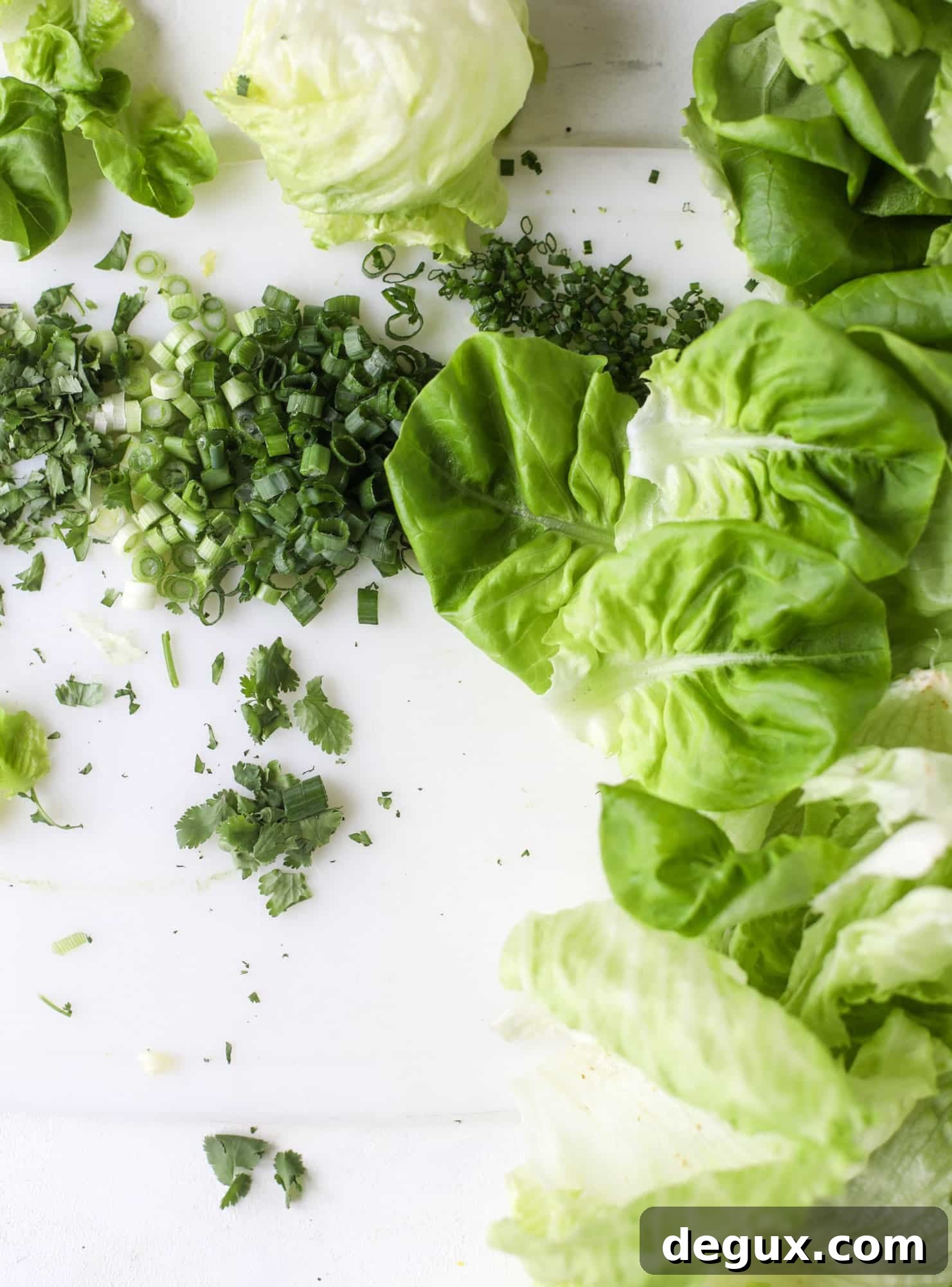 These buffalo cauliflower lettuce wraps are perfect for game day or even a quick weeknight dinner. Roasted cauliflower with buffalo wing sauce, sliced avocado, crumbled blue cheese, scallions, cilantro and chives makes for a flavor explosion! I howsweeteats.com #buffalo #cauliflower