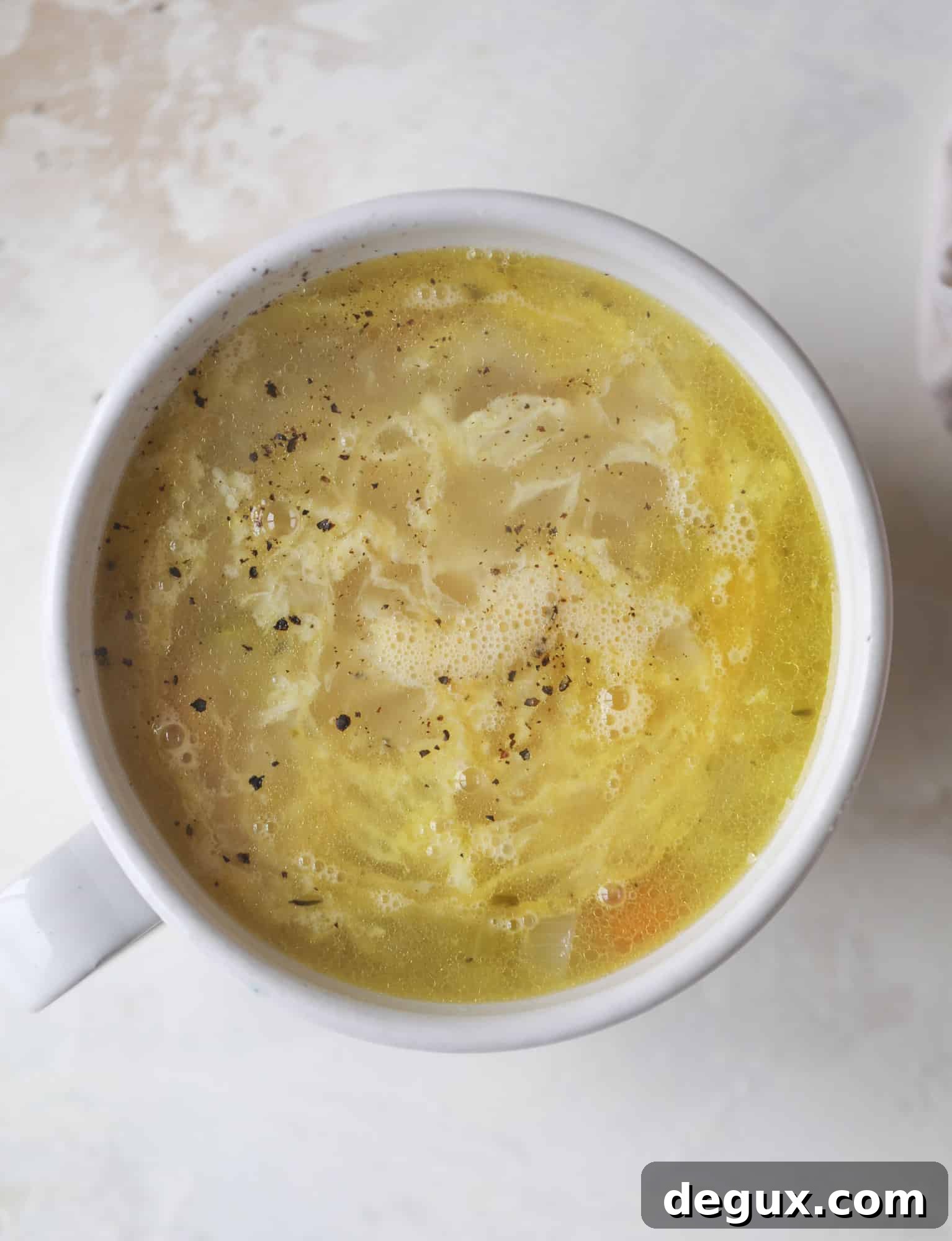 Chicken, Noodle, and Egg Drop Soup Recipe — Quick Comfort Bowl 5 This chicken noodle egg drop soup is the ultimate comfort food! Homemade stock and satisfying ingredients provide the best nourishment and comfort!