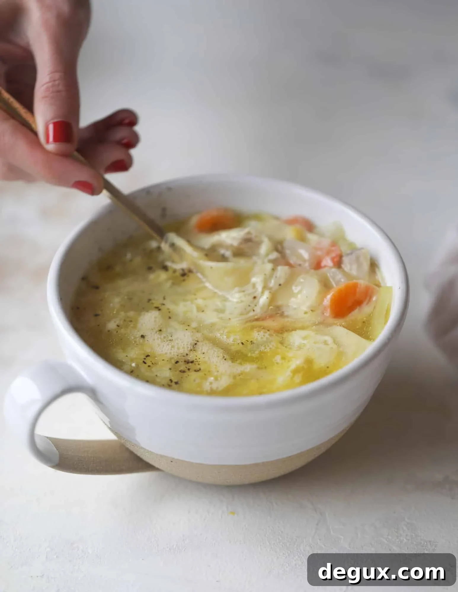 Chicken, Noodle, and Egg Drop Soup Recipe — Quick Comfort Bowl 6 This chicken noodle egg drop soup is the ultimate comfort food! Homemade stock and satisfying ingredients provide the best nourishment and comfort!
