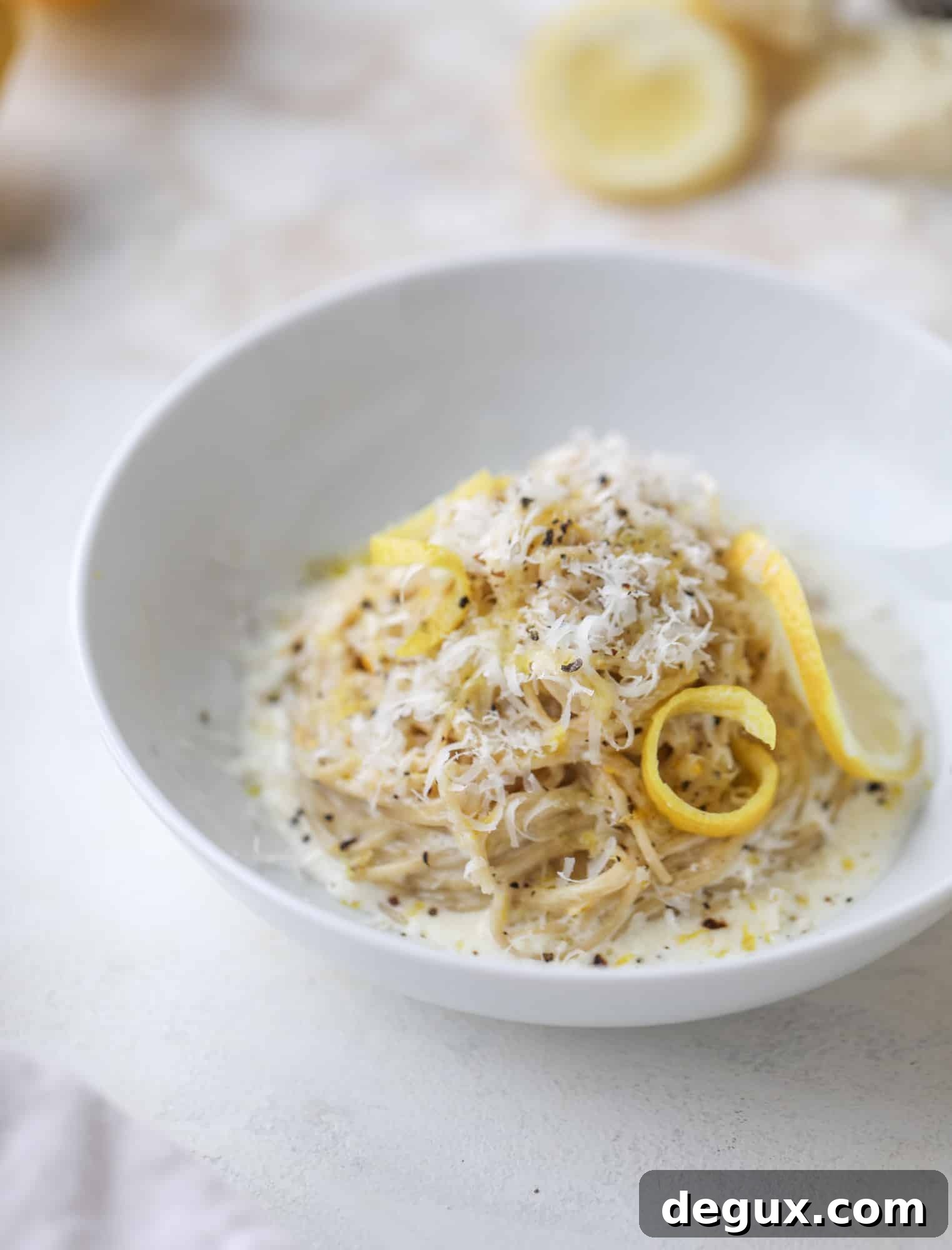 Cozy Lemon Pasta Bowl Recipe for Creamy, Zesty Comfort 2 This cozy lemon pasta is light, refreshing and perfect for dinner when paired with a simple greens salad. It comes together in 20 minutes! I howsweeteats.com #lemon #pasta