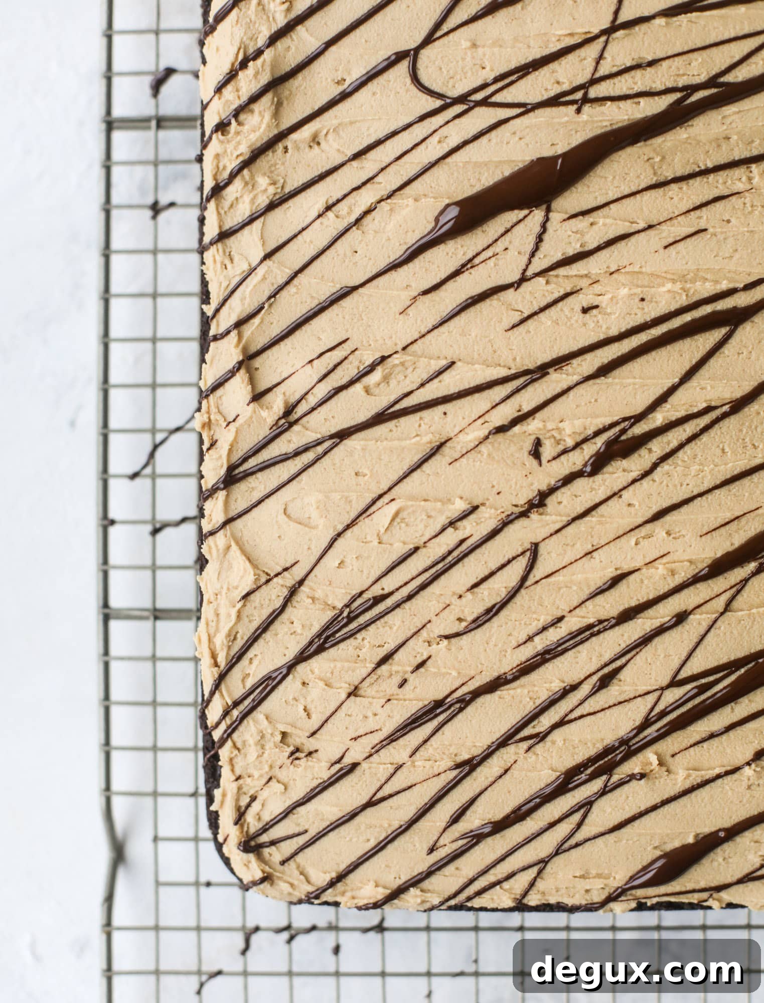Chocolate Sheet Cake with Creamy Peanut Butter Frosting 6 Easy chocolate peanut butter cake is the way to my heart. Moist chocolate cake, fluffy peanut butter frosting. It's the perfect dessert, anytime! I howsweeteats.com #chocolatepeanutbutter #cake