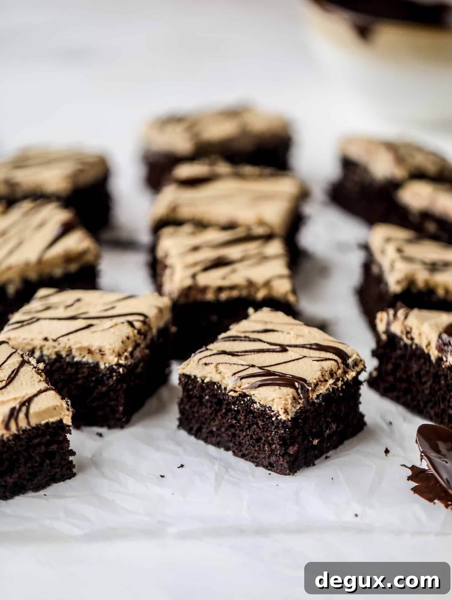 Chocolate Sheet Cake with Creamy Peanut Butter Frosting 8 Easy chocolate peanut butter cake is the way to my heart. Moist chocolate cake, fluffy peanut butter frosting. It's the perfect dessert, anytime! I howsweeteats.com #chocolatepeanutbutter #cake