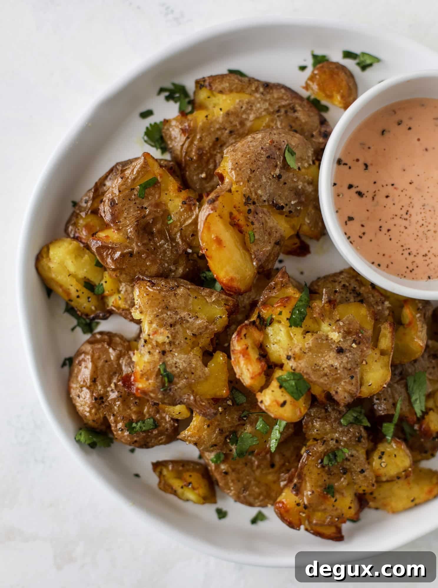 Crispy Roasted Smashed Potatoes: Sunday Side Dish Recipe 2 This is our favorite side dish ever! Crispy smashed potatoes roasted in the oven to perfection. Serve them with a dipping sauce or as a side dish!