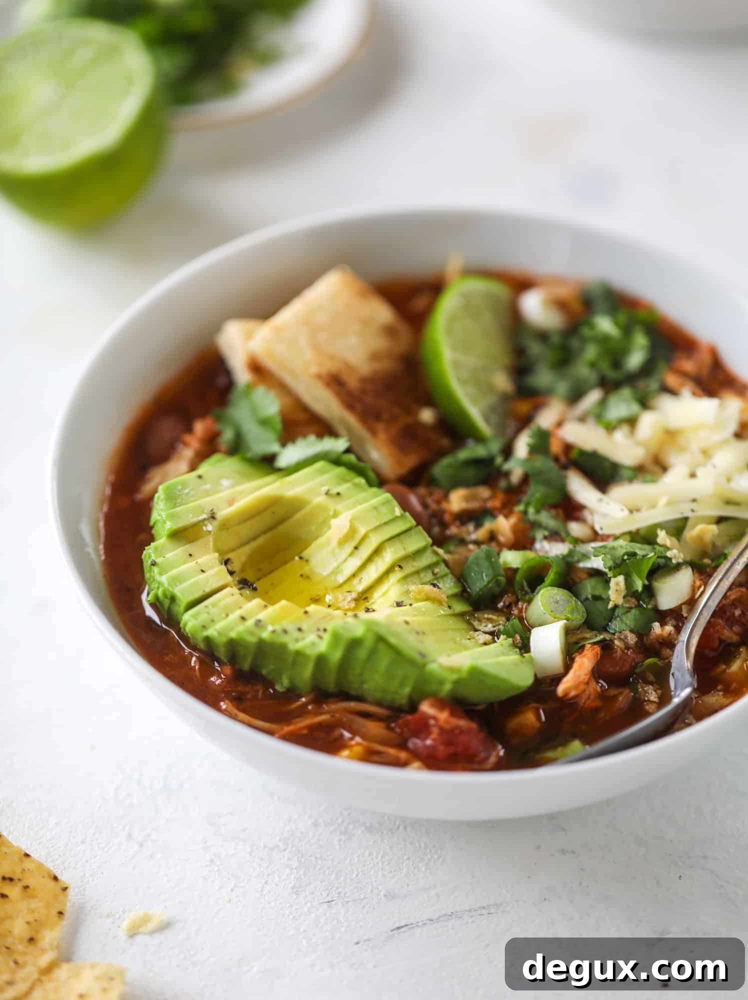 bowl of chicken taco soup